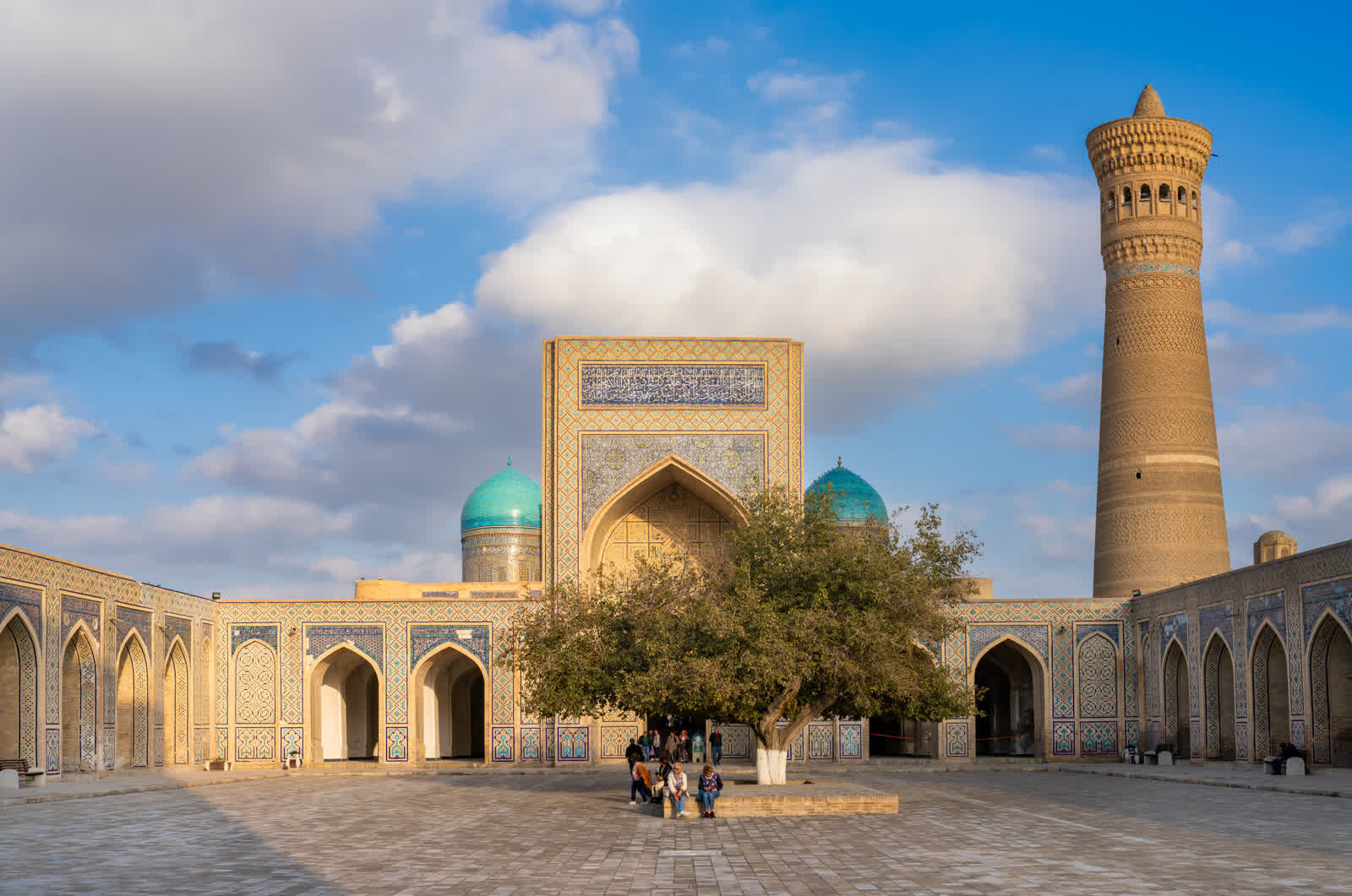 The Po-i-Kalyan complex in Bukhara, with the Kalyan Minaret and Mir-i-Arab Madrasa