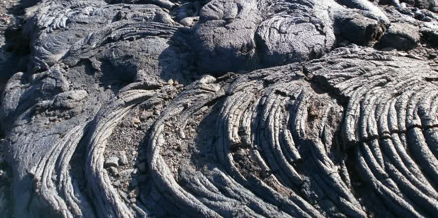 Pahoehoe lava on El Hierro, the smooth ropy texture of solidified basaltic flows