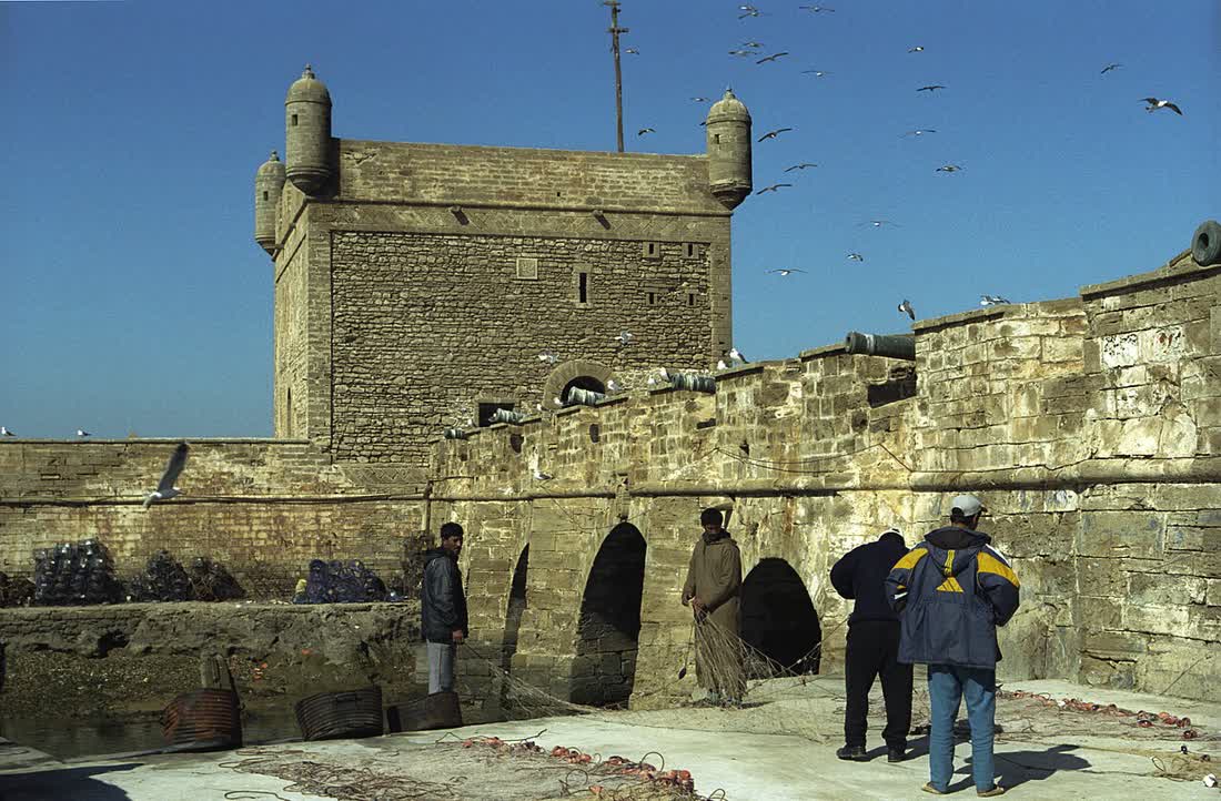 The Skala du Port bastion at Essaouira, with the fishing harbour below