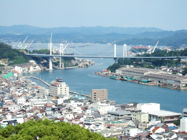 View of Onomichi city and the Seto Inland Sea from Senkoji temple