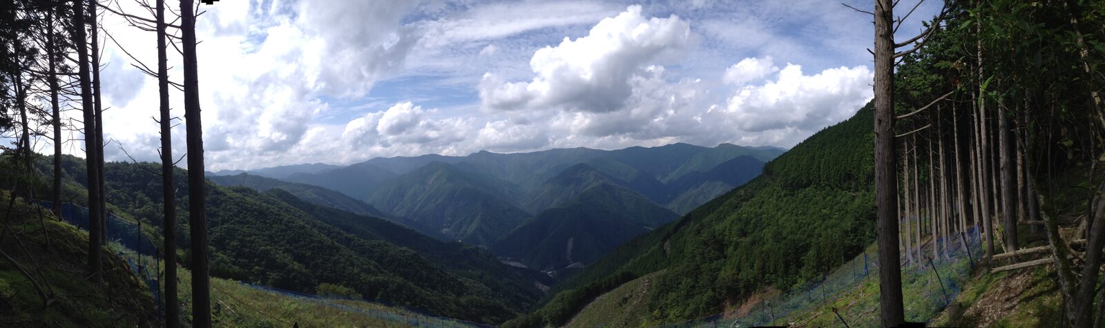 Panorama of the Kii Peninsula mountains along the Kohechi route of the Kumano Kodo.